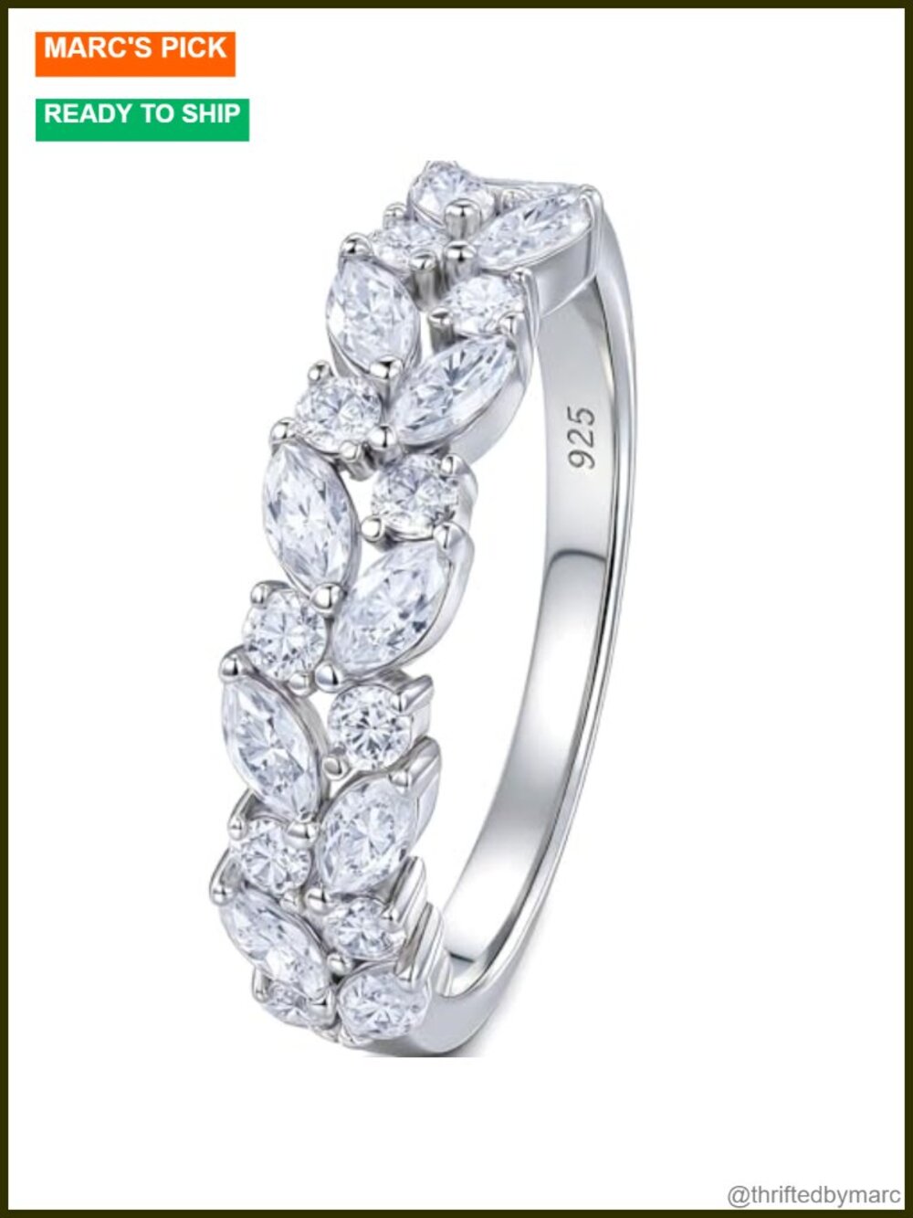 Marquise Moissanite Eternity Ring 925 Sterling Silver Wedding Band
